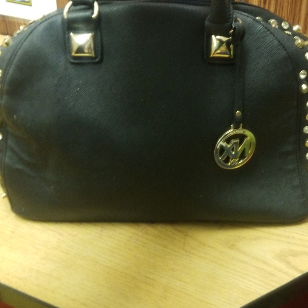 9x15 Black studded purse with straps